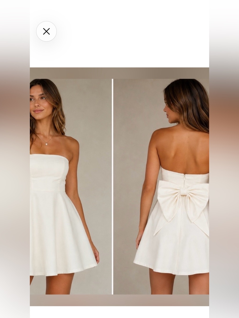 ALTAR'D STATE White Bow Strapless Dress XL Like New